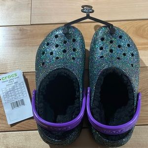 Glitter fur lined crocs